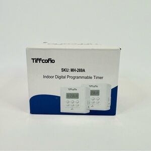 Set2 New TiffcoFio Digital Programmable Timer Outlet 2 Grounded Sockets MH-269A